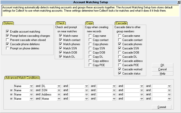 Click to view Account Matching Setup