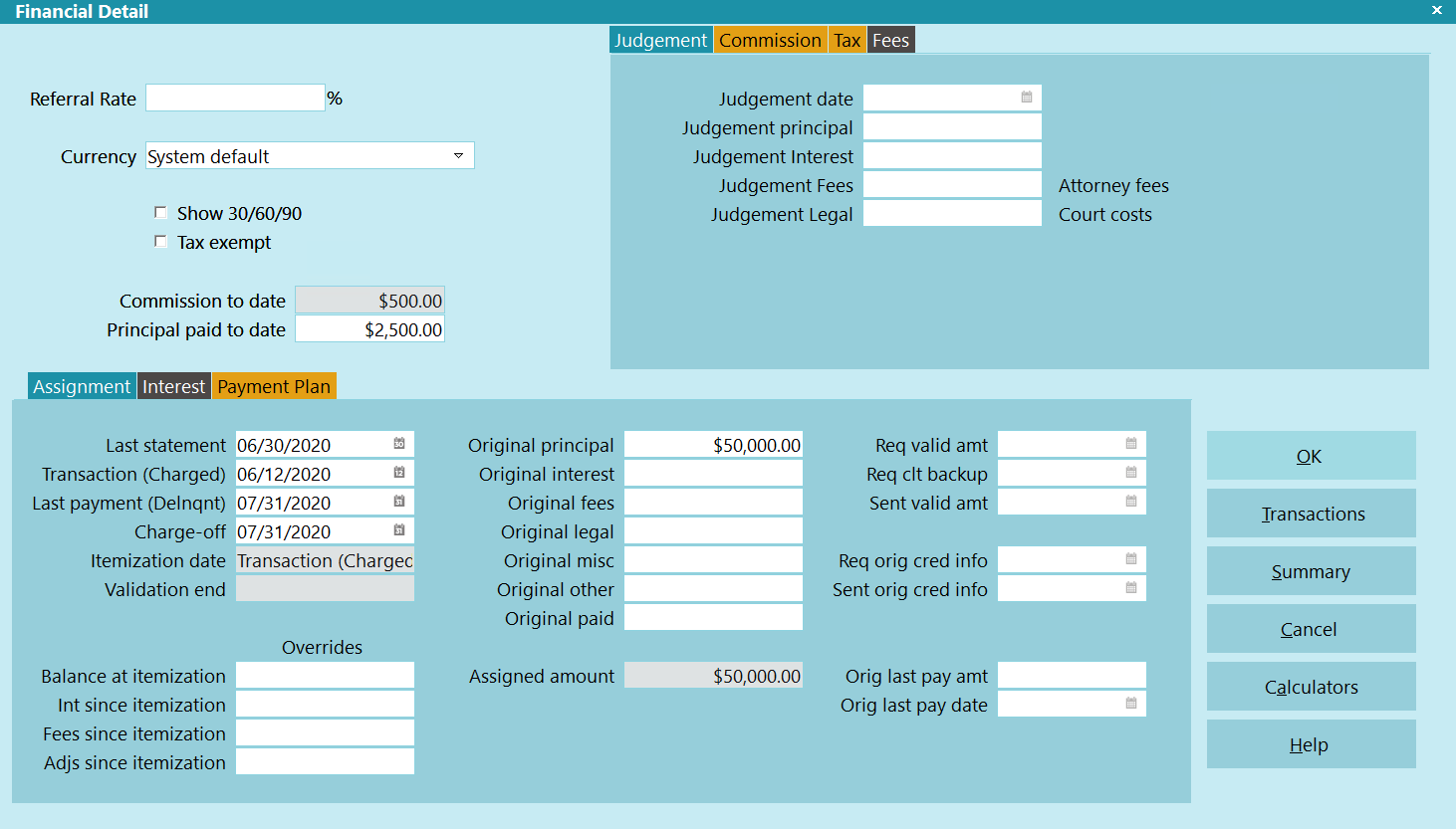 Financial Detail