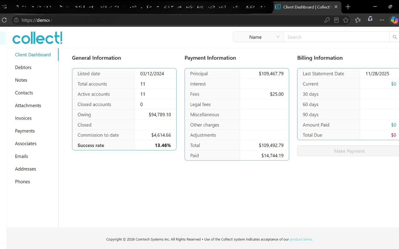 Collect! Client Portal — real-time account visibility